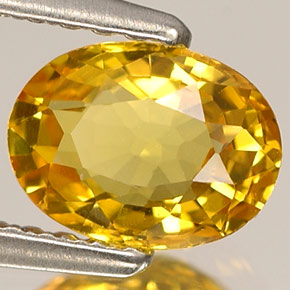 Safira amarelo natural 1,06ct, corte oval, VVS-VS