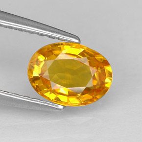 Safira amarelo natural 1,04ct, corte oval, VVS-VS