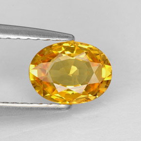 Safira amarelo natural 0,97ct, corte oval, VVS