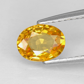 Safira amarelo natural 0,97ct, corte oval, VVS