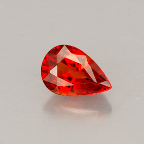 Safira laranja natural 0,65ct, formato de pêra, VS