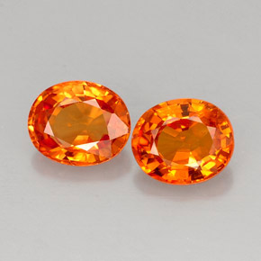 Pedras preciosas de safira laranja natural de  ct, corte oval, VVS-VS