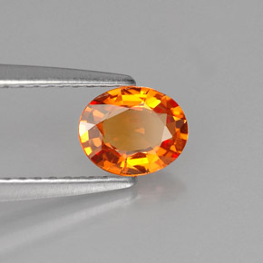 Safira laranja natural 0,66ct, corte oval, VVS-VS