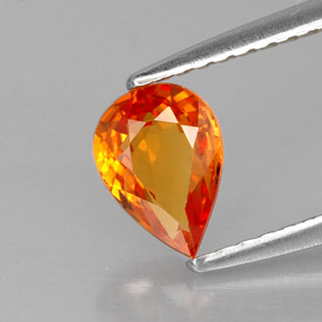 Safira laranja natural 0,87ct, formato de pêra, VS