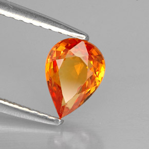 Safira laranja natural 0,87ct, formato de pêra, VS