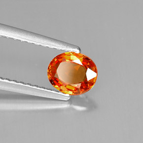 Safira laranja natural 0,69ct, corte oval, VVS-VS