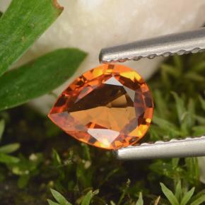 Safira laranja natural 0,59ct, formato de pêra, VVS-VS