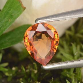 Safira laranja natural 0,59ct, formato de pêra, VVS-VS