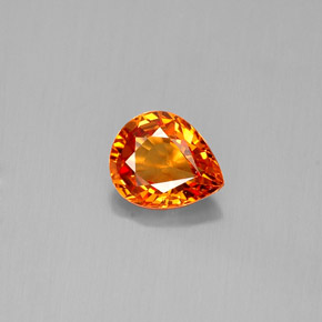 Safira laranja natural 0,72ct, formato de pêra, VVS-VS