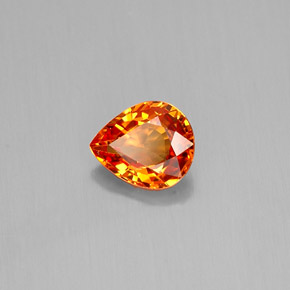 Safira laranja natural 0,72ct, formato de pêra, VVS-VS