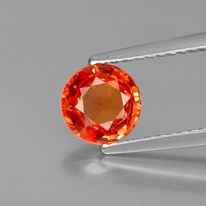 Safira laranja natural 1,28ct, corte redondo, VS