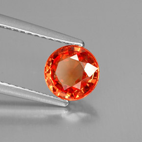 Safira laranja natural 1,28ct, corte redondo, VS