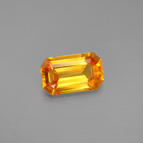 Safira laranja natural 1,38ct, corte esmeralda, VVS-VS