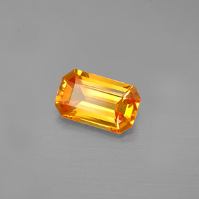 Safira laranja natural 1,38ct, corte esmeralda, VVS-VS