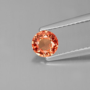 Safira laranja natural 0,59ct, corte redondo, VVS