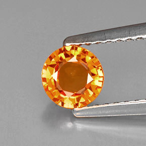 Safira laranja natural 0,60ct, corte redondo, VVS