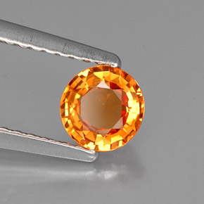 Safira laranja natural 0,60ct, corte redondo, VVS