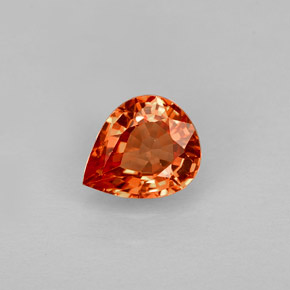 Safira laranja natural 0,74ct, formato de pêra, VVS-VS
