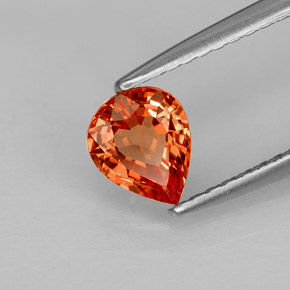 Safira laranja natural 0,74ct, formato de pêra, VVS-VS