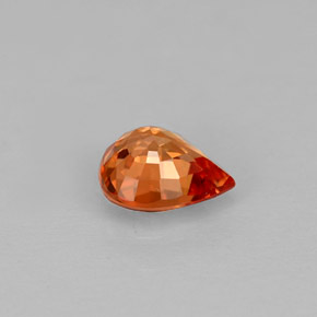Safira laranja natural 0,74ct, formato de pêra, VVS-VS