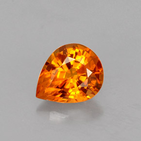 Safira laranja natural 0,71ct, formato de pêra, VS