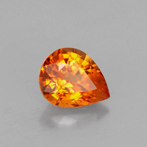 Safira laranja natural 0,71ct, formato de pêra, VS