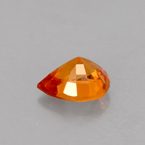 Safira laranja natural 0,71ct, formato de pêra, VS