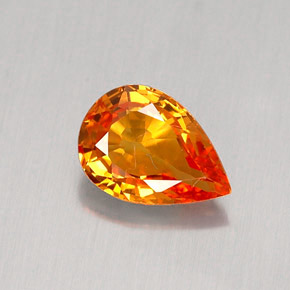 Safira laranja natural 0,83ct, formato de pêra, IF