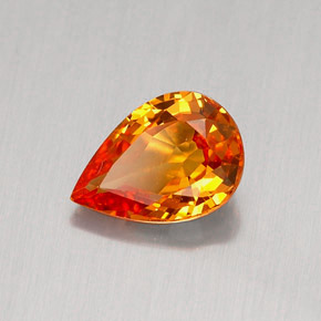 Safira laranja natural 0,83ct, formato de pêra, IF
