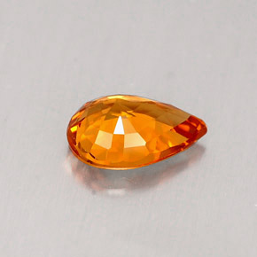 Safira laranja natural 0,83ct, formato de pêra, IF