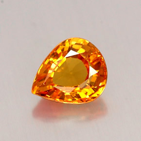 Safira laranja natural 0,76ct, formato de pêra, IF