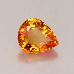Safira laranja natural 0,76ct, formato de pêra, IF