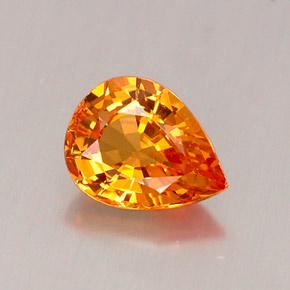 Safira laranja natural 0,69ct, formato de pêra, VVS