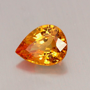 Safira laranja natural 0,69ct, formato de pêra, VVS