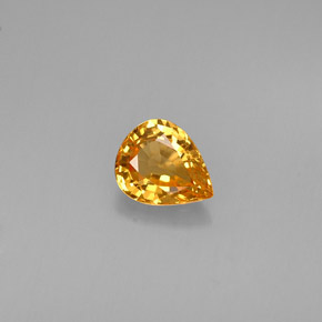 Safira laranja natural 0,74ct, formato de pêra, IF