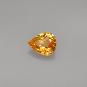 Safira laranja natural 0,74ct, formato de pêra, IF