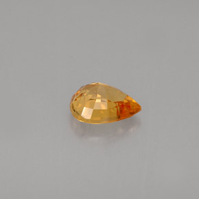 Safira laranja natural 0,74ct, formato de pêra, IF