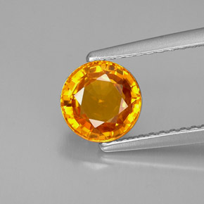 Safira laranja natural 1,55ct, corte redondo, VVS