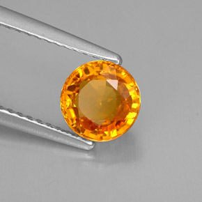 Safira laranja natural 1,55ct, corte redondo, VVS