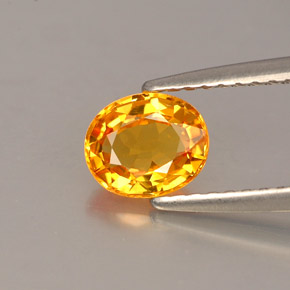 Safira laranja natural 0,87ct, corte oval, VVS