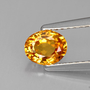 Safira laranja natural 0,69ct, corte oval, VVS