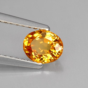 Safira laranja natural 0,69ct, corte oval, VVS