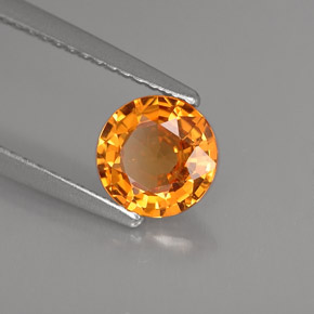 Safira laranja natural 1,07ct, corte redondo, VVS-VS
