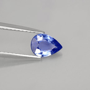 Safira azul natural 0,66ct, formato de pêra, VVS