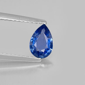 Safira azul natural 0,72ct, formato de pêra, VVS