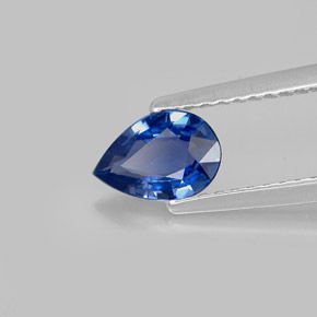 Safira azul natural 0,72ct, formato de pêra, VVS