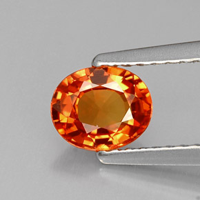 Safira laranja natural 0,81ct, corte oval, VVS-VS