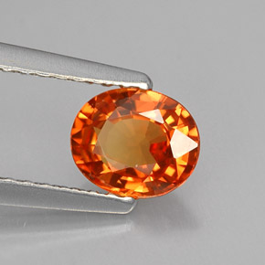 Safira laranja natural 0,81ct, corte oval, VVS-VS