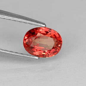 Safira laranja natural 0,86ct, corte oval, VVS-VS