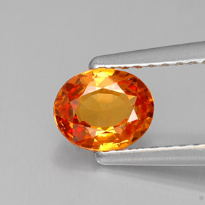 Safira laranja natural 0,79ct, corte oval, VVS-VS